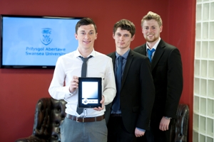 Swansea University students Bradley Coles-Perkins, Sam Lucas and Jonathan Philli